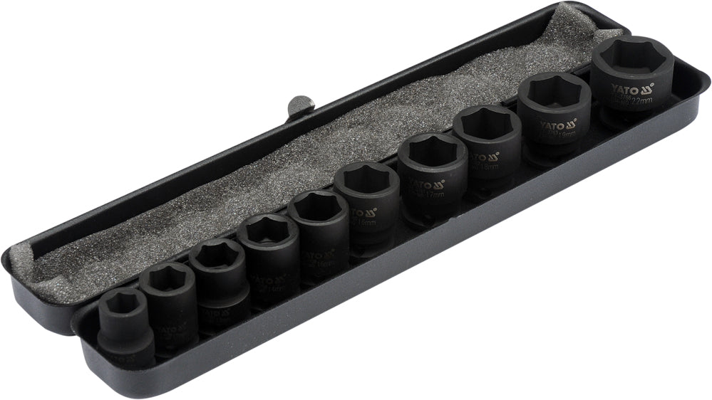 Smūginių galvučių rinkinys, šešiakampės | 10 mm (3/8") | 10 - 22 mm | 10 vnt. (YT-37690)