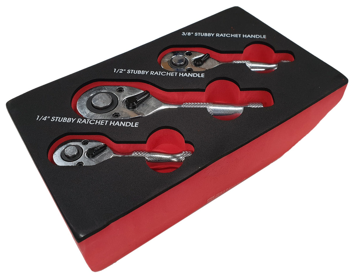 Набор коротких трещоток | 6.3 mm (1/4") / 10 mm (3/8") / 12,5 mm (1/2") | 3 шт.