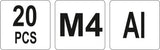 Srieginės kniedės aliuminės | M4/20 vnt. (YT-36452)