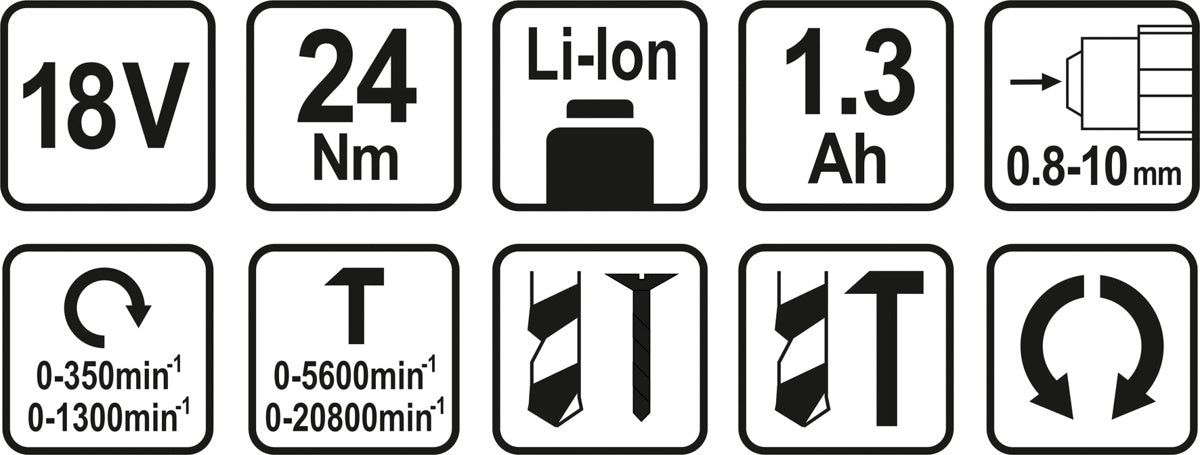 Akumuliatorinis smūginis gręžtuvas / suktukas 18V + 1 X AKUM. 1,3AH LI-ION (78974)