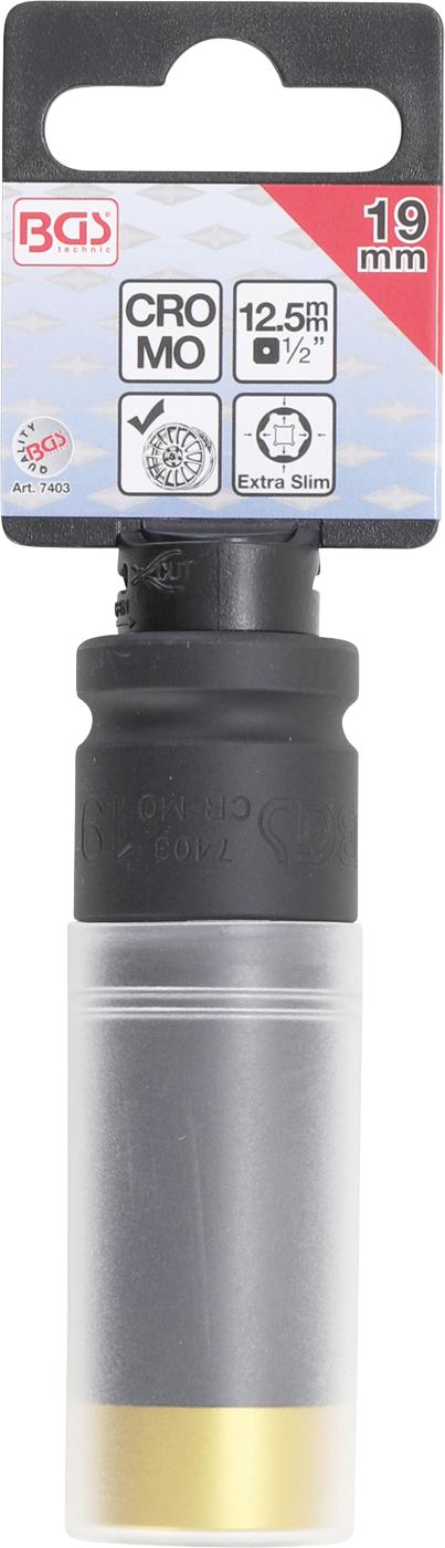 Smūginė galvutė su apsauga | Itin plona | 12,5 mm (1/2") | 19 mm (7403)