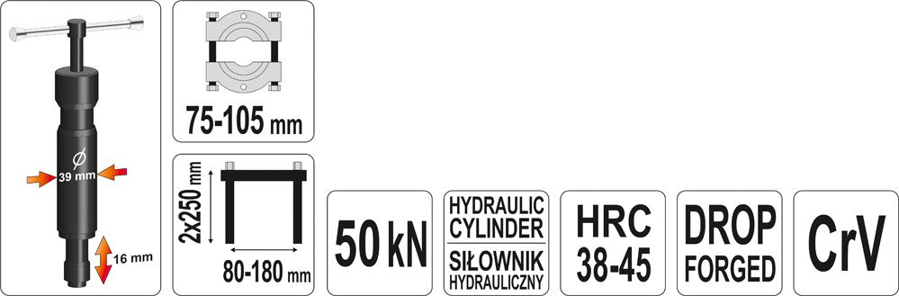 Guolių nuėmėjas su hidrauliniu cilindru | 5 t. (YT-0609)