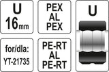 Indėklas U 16 mm presavimo replėms YT-21735 (YT-21740)