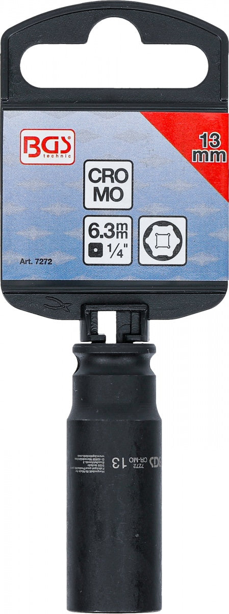 IMPACT SOCKET HEXAGON, DEEP | 6,3 MM (1/4") DRIVE | 13 MM (7272)
