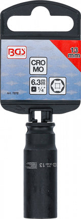IMPACT SOCKET HEXAGON, DEEP | 6,3 MM (1/4") DRIVE | 13 MM (7272)