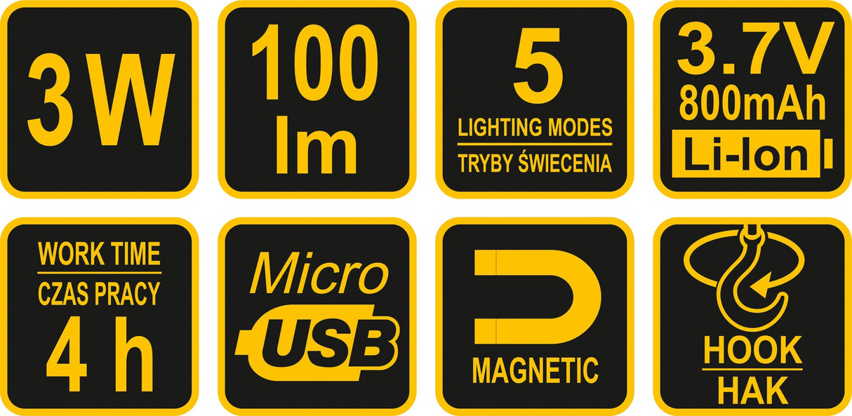 Darbo lempa akumuliatorinė | Li-Ion COB LED | 3W | USB (82723)