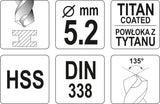 Сверло по металлу HSS-TIN 5.2 mm