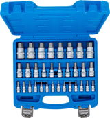 Antgalių rinkinys | 6.3 mm (1/4) / 10 mm (3/8") / 12.5 mm (1/2") | hex šešiakampis 2 - 19 mm / 1/4–9/16" | Metriniai ir colių dydžiai | 32 vnt.. (74258)