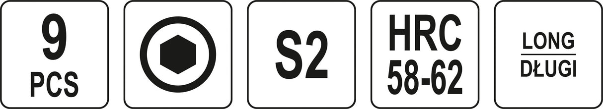 L tipo raktų rinkinys | spalvoti / S2 | hex šešiakampis 1,5 - 10 mm | 9 vnt (YT-05631)