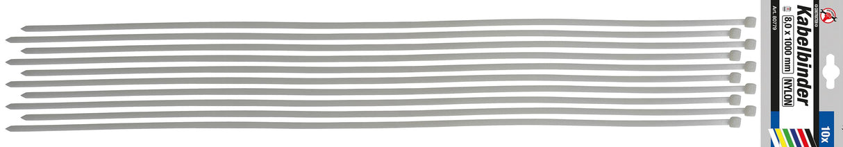 Suveržimo dirželiai | balta spalva | 8.0 x 1000 mm | 10 vnt. (80779)