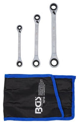 REVERSIBLE RATCHETING RING SPANNERS | DOUBLE-SIDED WITH REVERSING LEVER | 3 PCS | 4-IN-1 | 8 - 19 MM (74718)