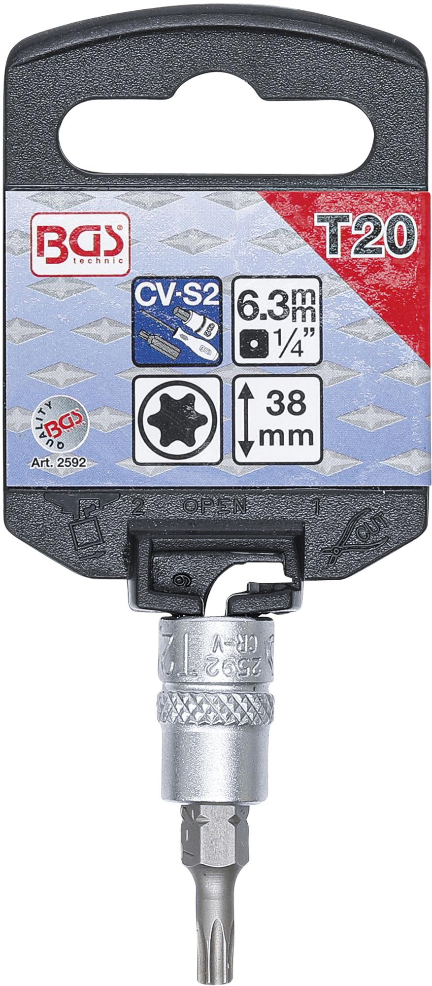 Antgalis įpresuotas į galvutę | 6.3 mm (1/4") | T-Star (Torx) T20 (2592)
