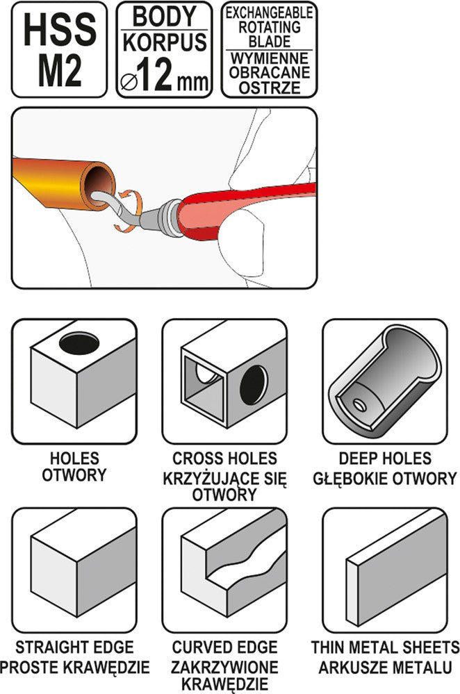 Šerpetų šalinimo nuo briaunų įrankis (YT-22360)