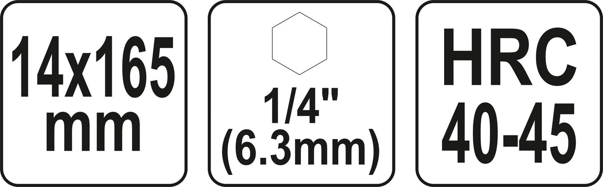 Spiralinis grąžtas medžiui | su hex (1/4") galu | 14 mm (YT-44682)