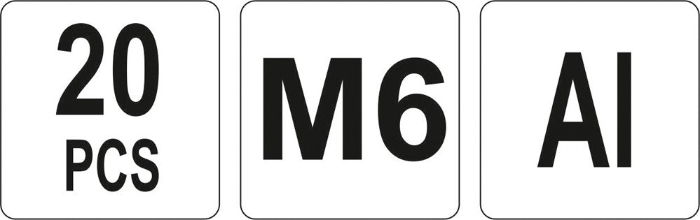 Srieginės kniedės aliuminės | M6/20 vnt. (YT-36454)