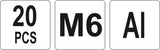 Srieginės kniedės aliuminės | M6/20 vnt. (YT-36454)
