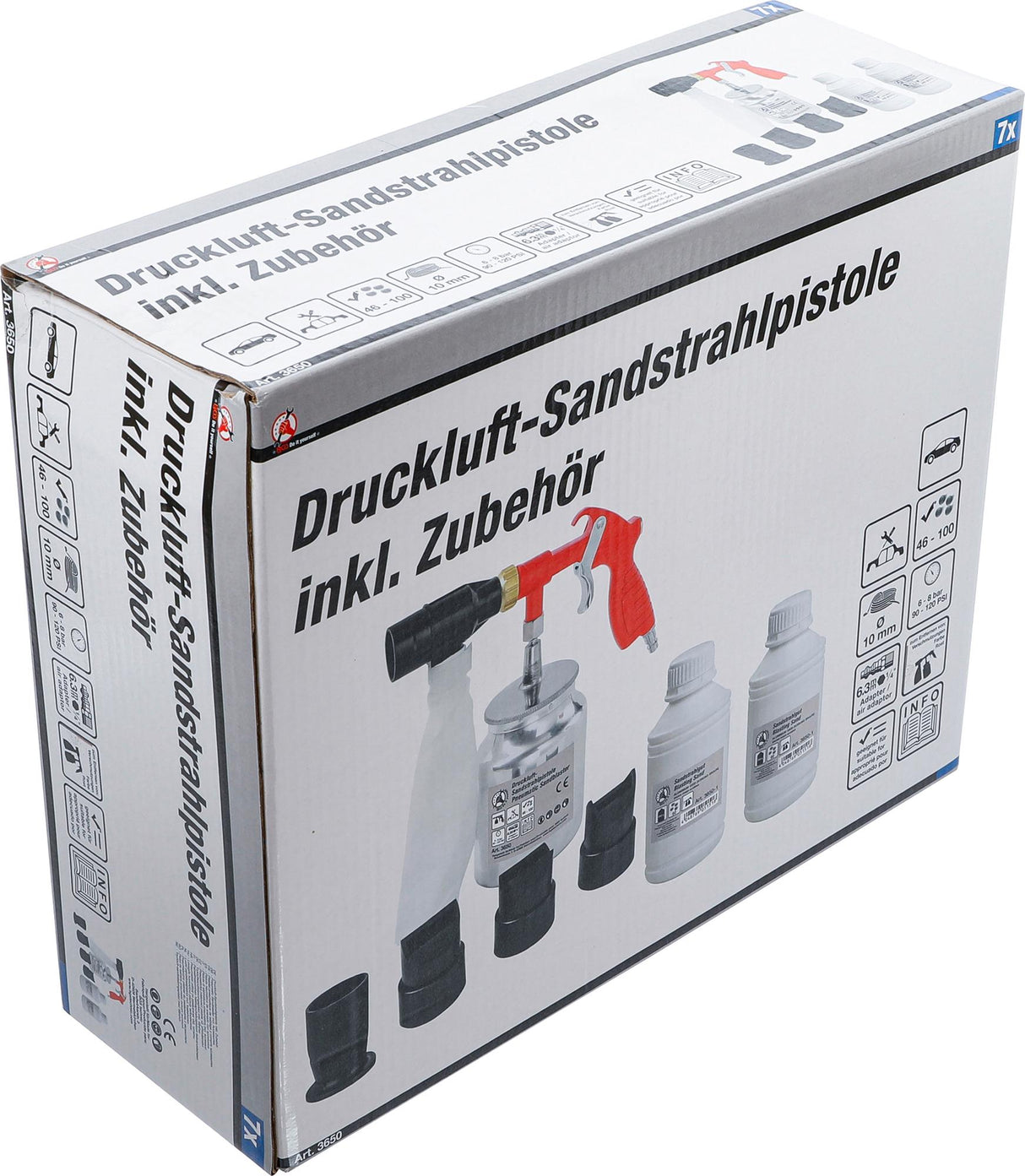 Smėliasrovė su 5 antgaliais 2kg smėlio (3650)