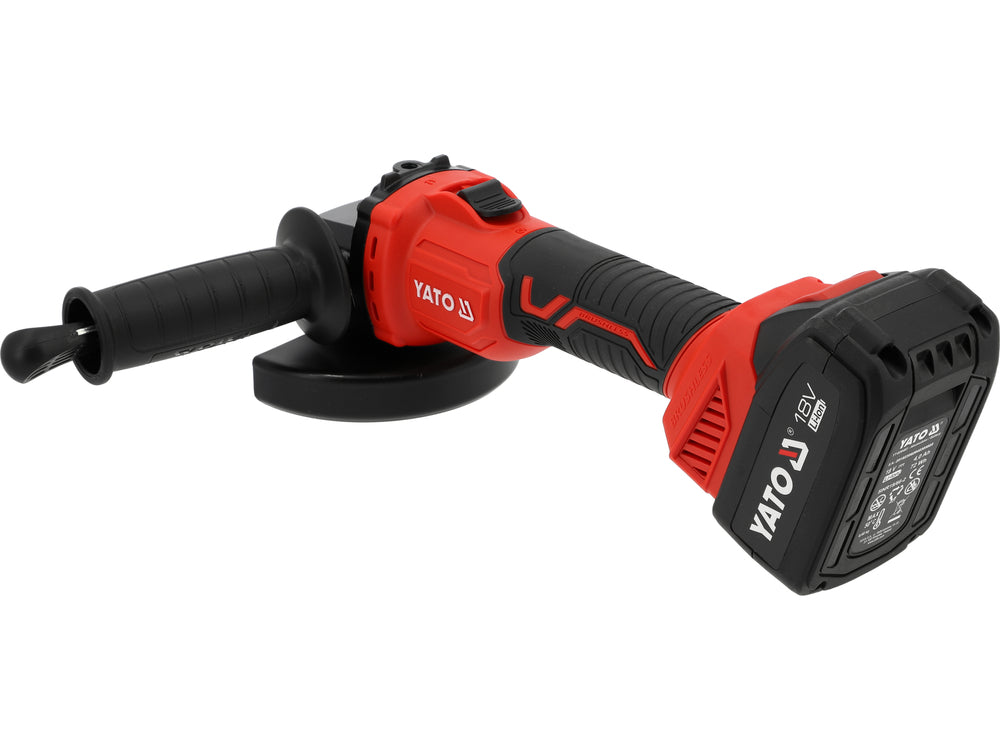 Akumuliatorinis kampinis šlifuoklis su 2 x 4Ah baterijomis | 18V | 125 mm (YT-828252)