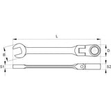 FLEXIBLE RATCHET COMBINATION WRENCH 15MM (YT-1681)