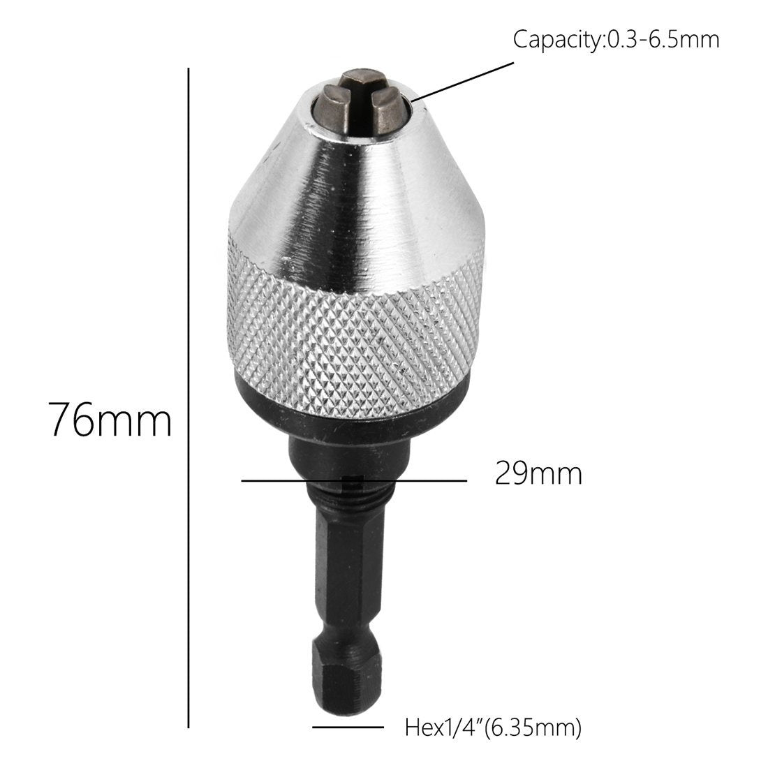 Griebtuvas grąžtams 0.3 - 6 mm su 1/4" (6.3mm) antgaliu (SK19262)