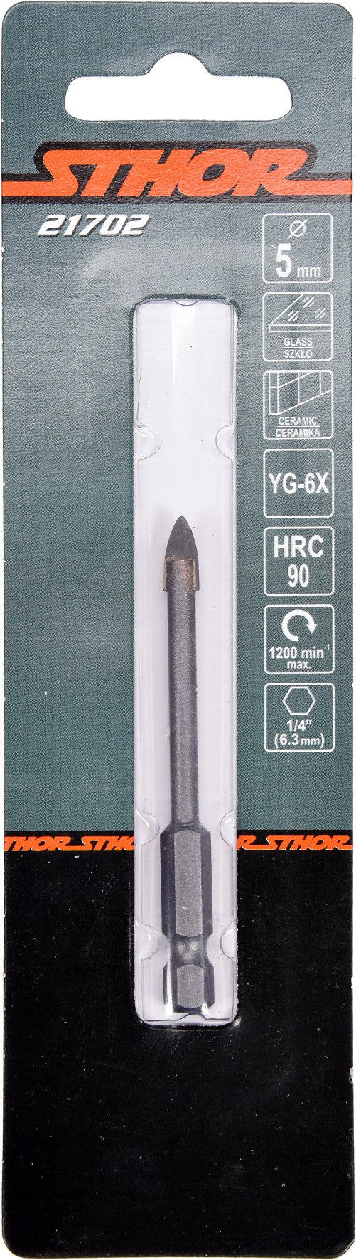 Grąžtas stiklui ir keramikai | 6.3 mm (1/4") galu | 5 mm (21702)