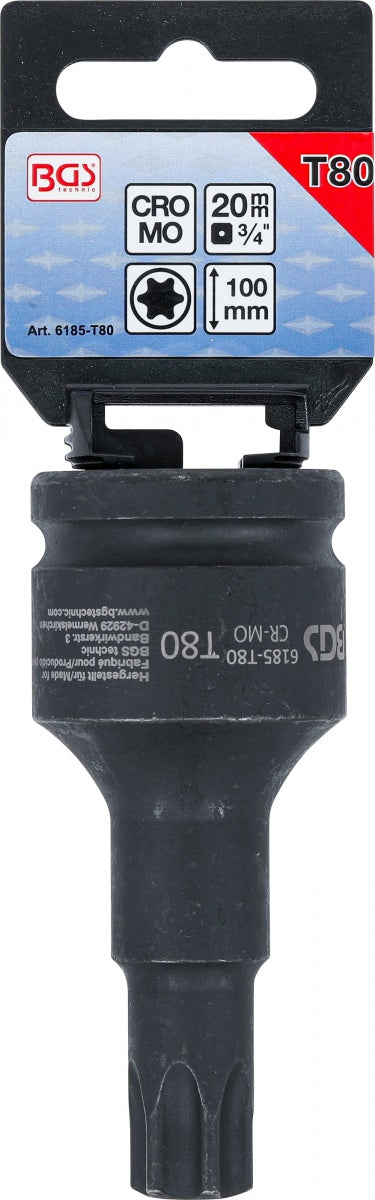 Smūginis antgalis | ilgis 100 mm | 20 mm (3/4") | T-Star (Torx) T80 (6185-T80)