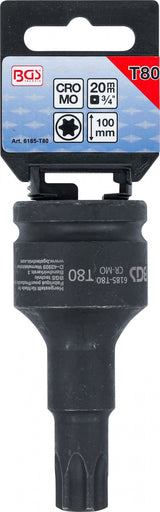 Smūginis antgalis | ilgis 100 mm | 20 mm (3/4") | T-Star (Torx) T80 (6185-T80)