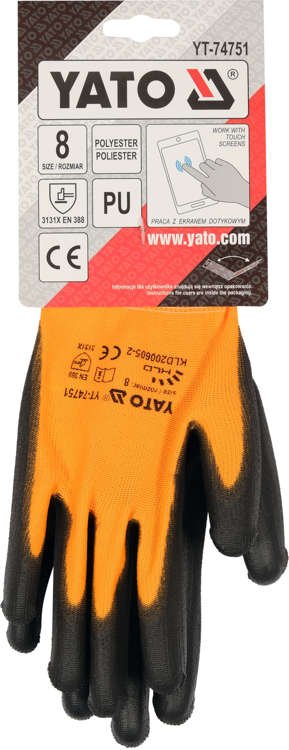 SAFETY GLOVES TOUCHSCREEN FINGERS PU S. 8 (YT-74751)