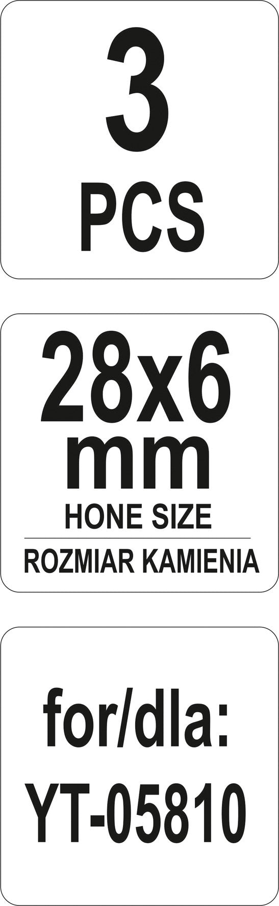 Шлифовальные камни для хонинга yt-05810 | длина 28 mm | 3 шт.