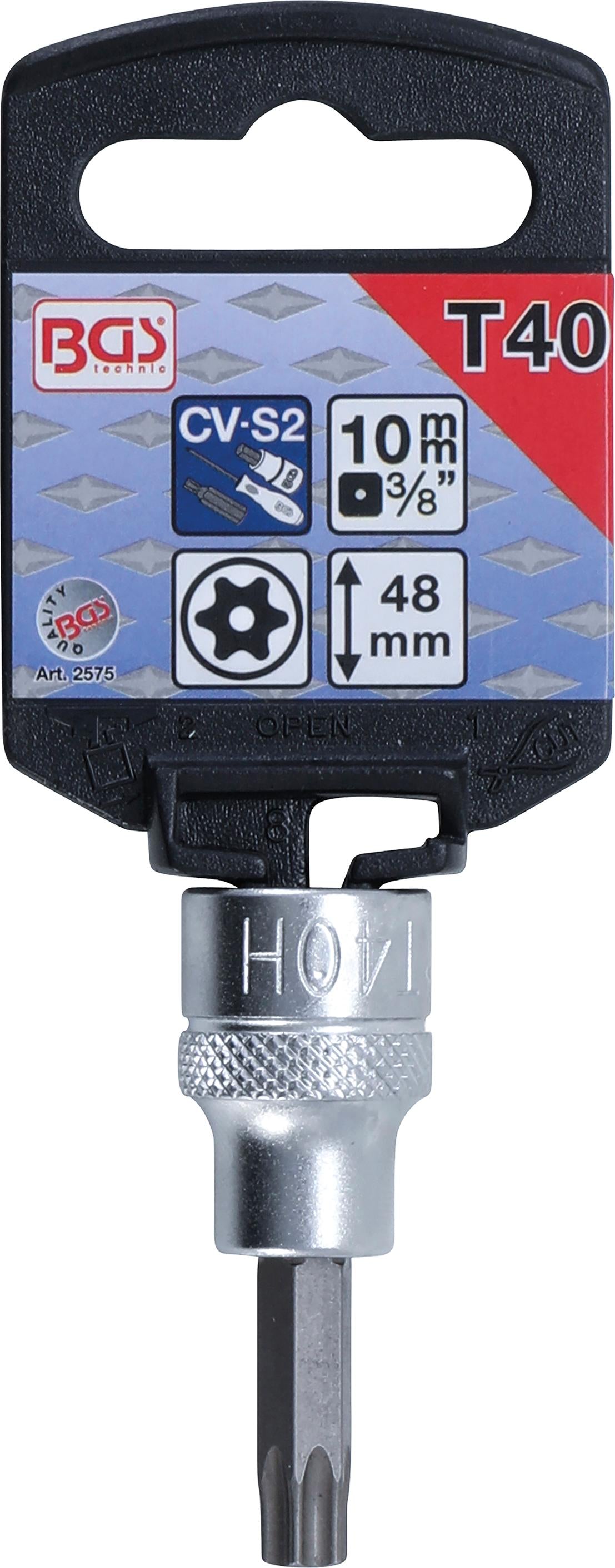 Бита в головке | 10 mm (3/8") | T-star с отверстием | (Torx) T40