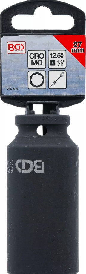 Galvutė ilga smūginė plonasienė 12 kampų | 12,5 mm (1/2") | 27 mm (5336)
