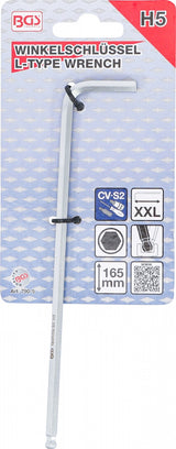 L tipo raktas | ilgiausias tipas | hex šešiakampis / hex šešiakampis su šarnyru | 5.0 mm (790-5)