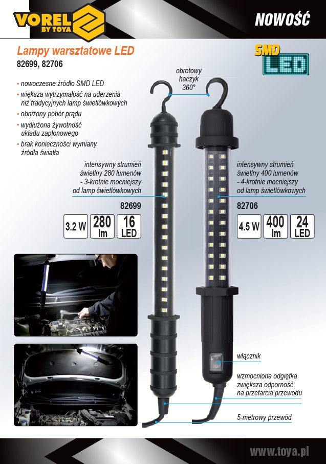 Darbo lempa su laidu | 16 SMD LED 3,2W, 220V (82699)