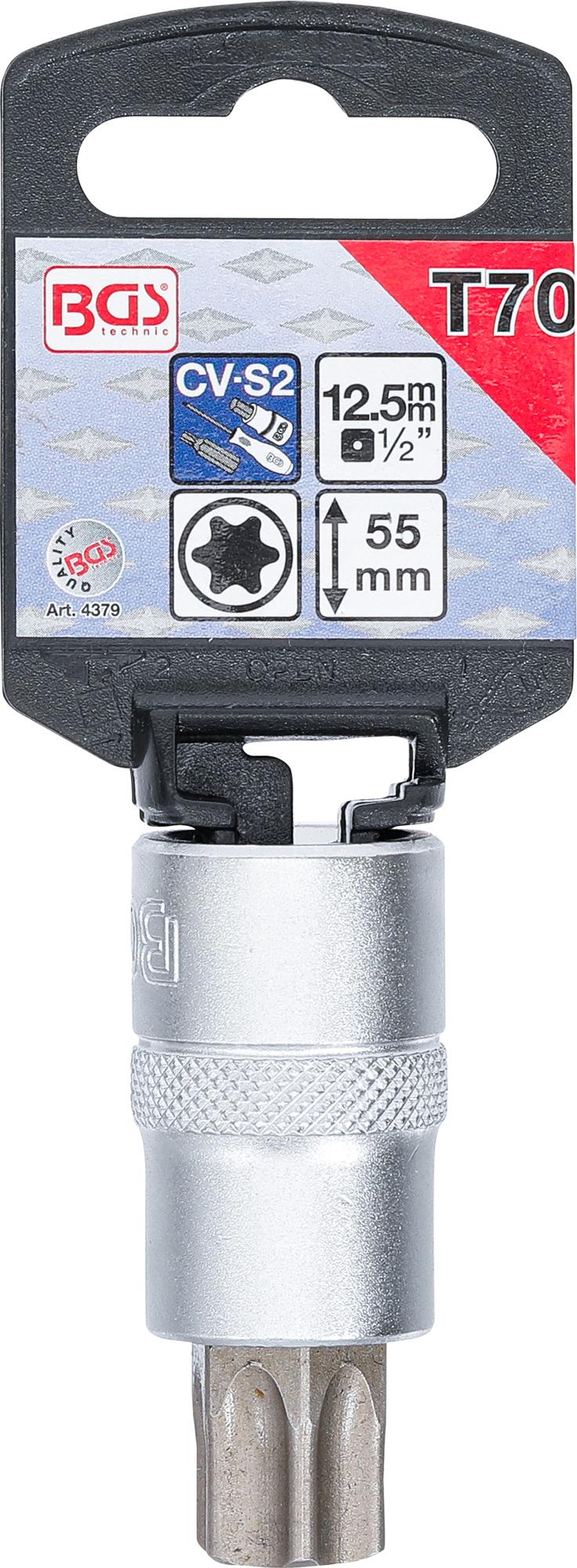 Antgalis įpresuotas į galvutę | 12,5 mm (1/2") | T-Star (Torx) T70 (4379)