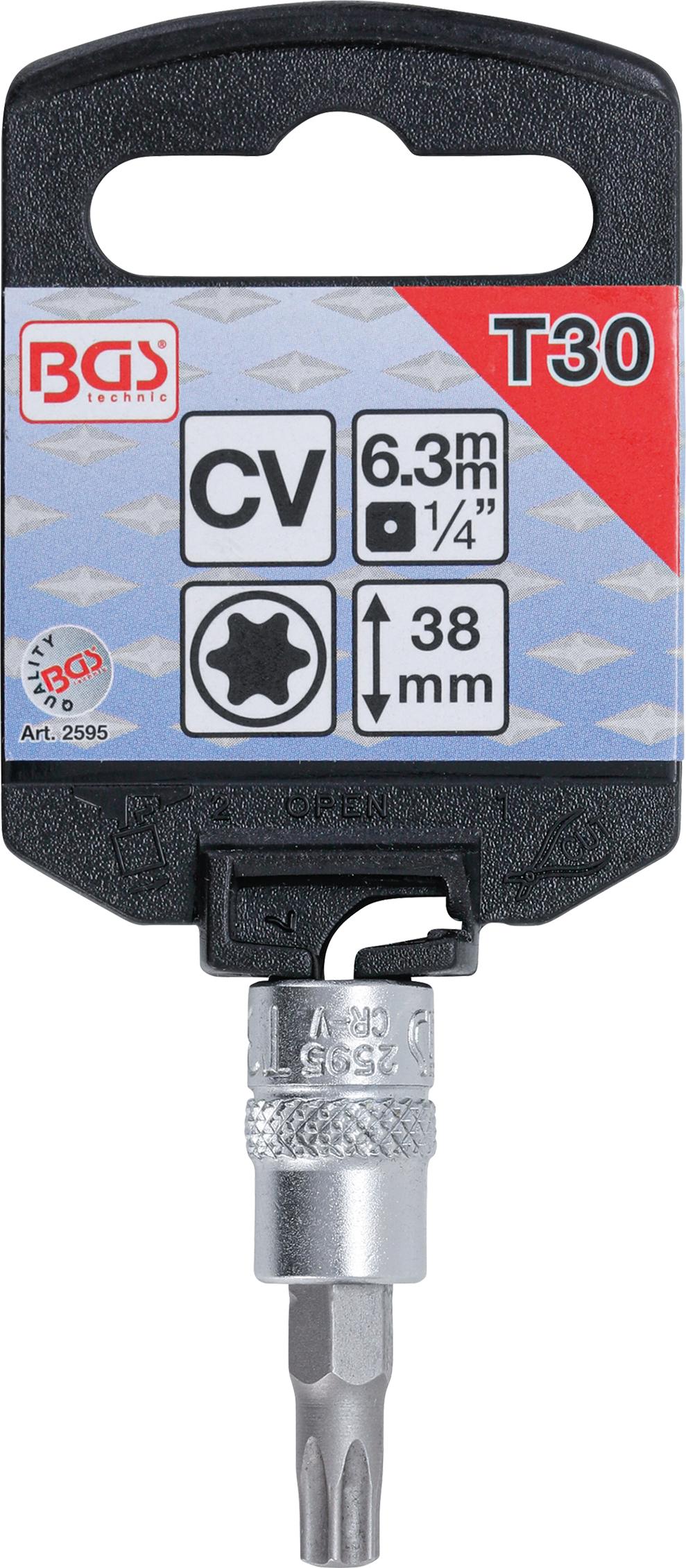 Antgalis įpresuotas į galvutę | 6.3 mm (1/4") | T-Star (Torx) T30 (2595)