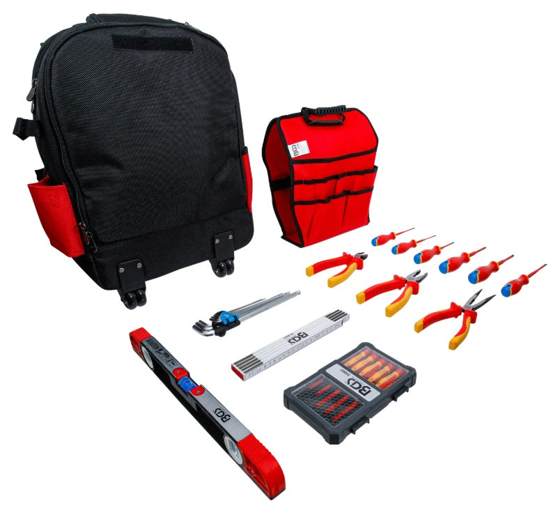 TOOL KIT IN BACKPACK WITH WHEELS AND TELESCOPIC HANDLE | VDE | 27 PCS (3348)