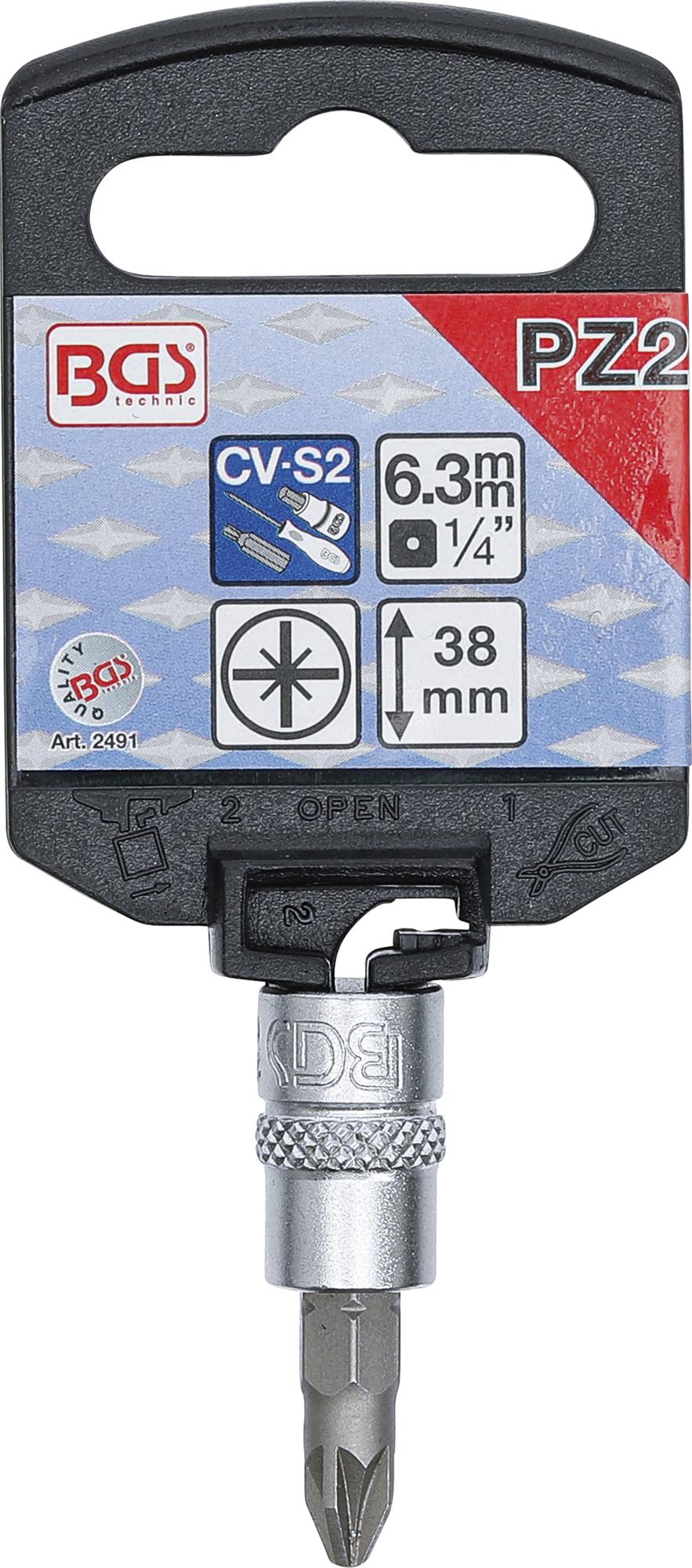 Antgalis įpresuotas į galvutę | 6.3 mm (1/4") | Kryžminis PZ2 (2491)
