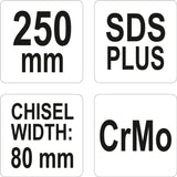Зубило плоское | SDS PLUS/CrMo | для глазури и штукатурки | 80 mm ширина