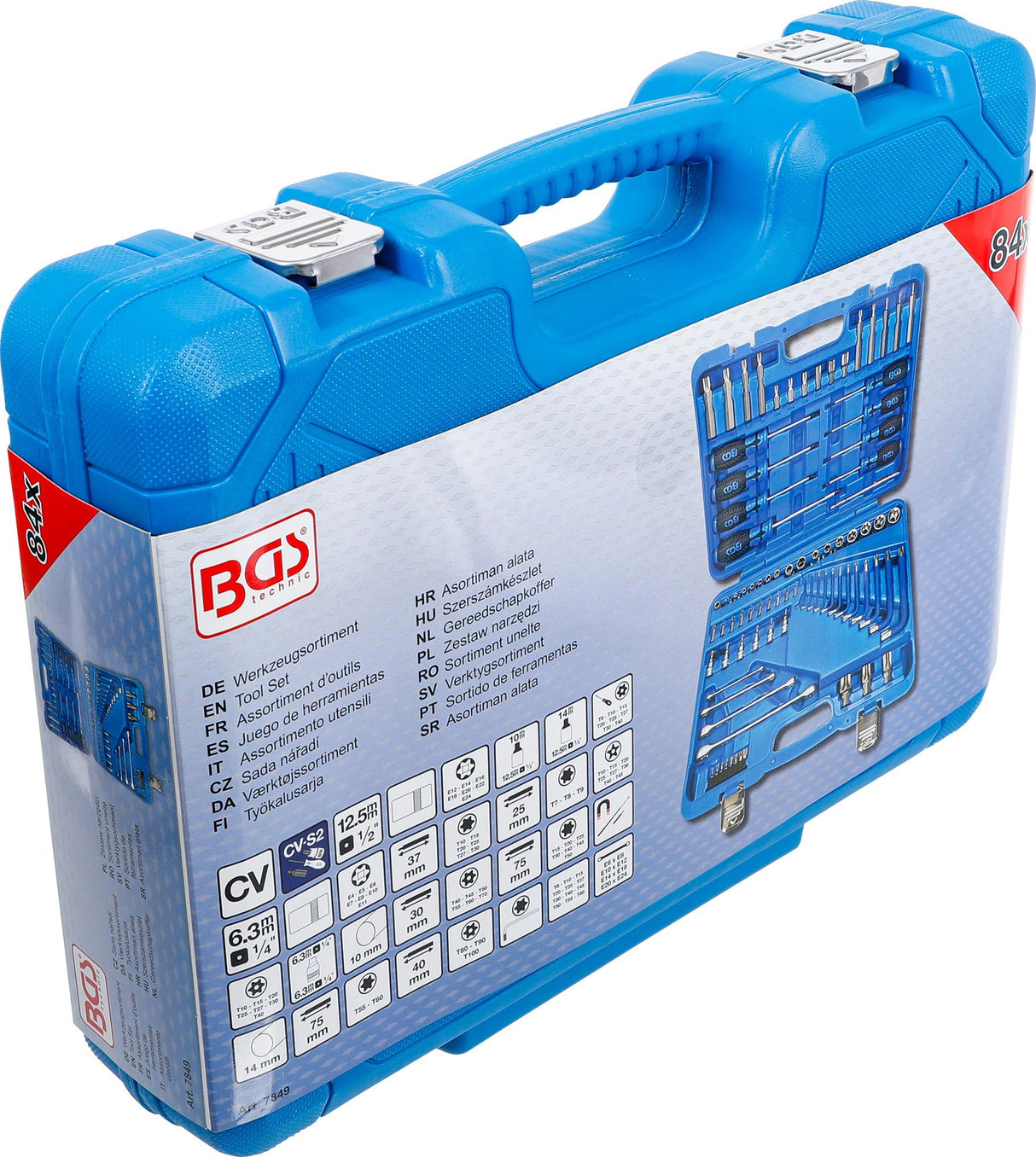 TOOL SET | 6.3 MM (1/4") + 12.5 MM (1/2") | E-TYPE / T-STAR (FOR TORX) | 84 PCS. (7849)