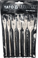 FLAT WOOD DRILL BIT SET 6PCS 10-25MM (YT-3258)