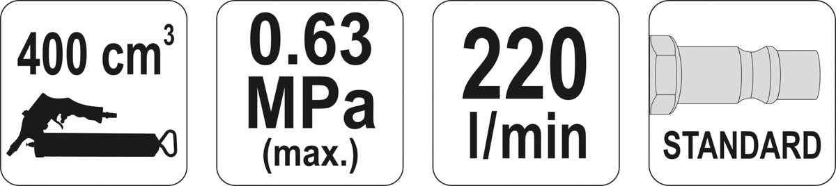 Pneumatinis tepimo pistoletas | 400 cm3 (YT-07057)