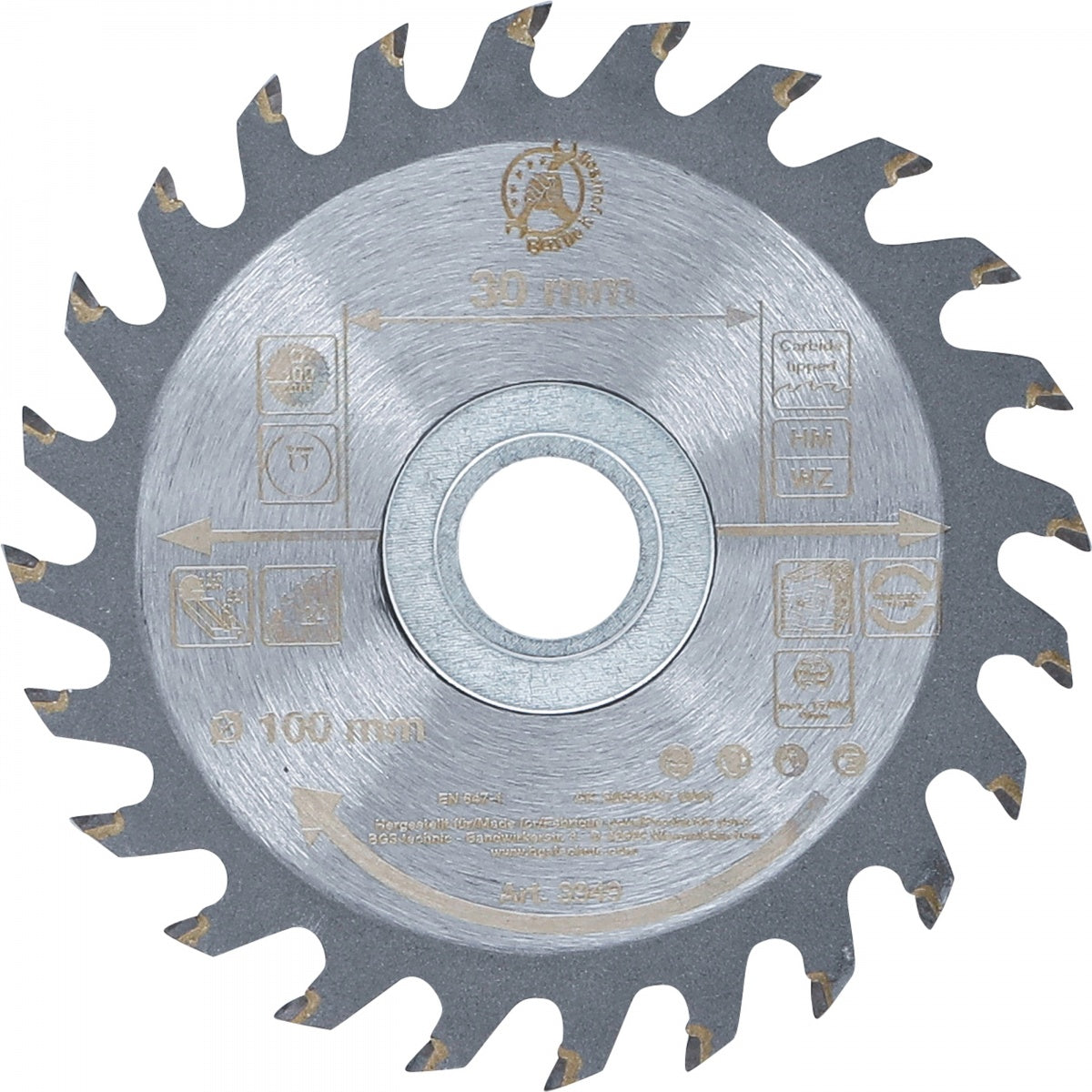 Pjovimo diskas su karbidu | Ø 100 x 30 x 2.1 mm | 24 dantukai (3949)
