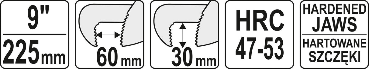 Santechninis vamzdinis raktas 225 mm (9 ") (YT-22001)