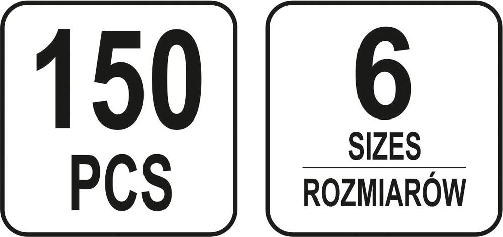 Segtukų rinkinys R tipo | Ø 2,4 - 4,0 mm | 150 vnt. (YT-06883)