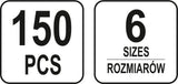 Segtukų rinkinys R tipo | Ø 2,4 - 4,0 mm | 150 vnt. (YT-06883)