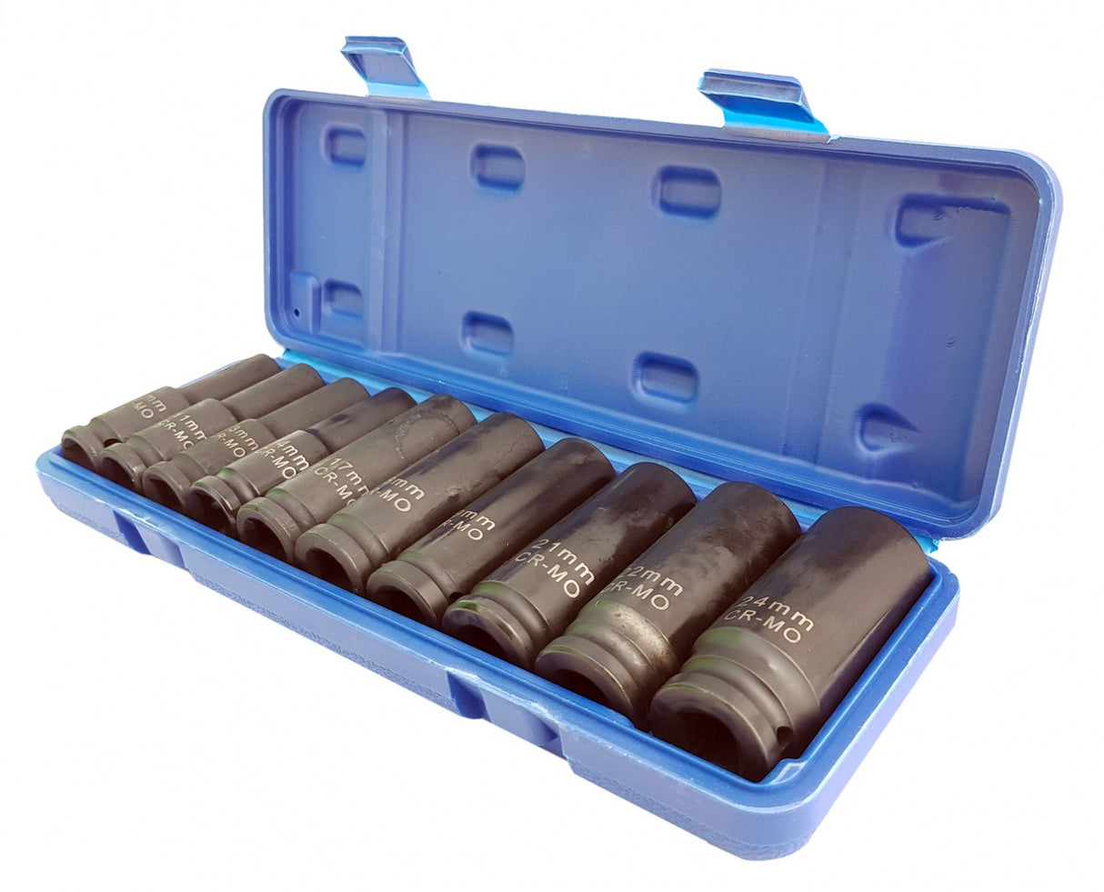 IMPACT SOCKET SET LONG | 12.5 MM (1/2") | 10-24 MM | 10 PCS. (SK1210)