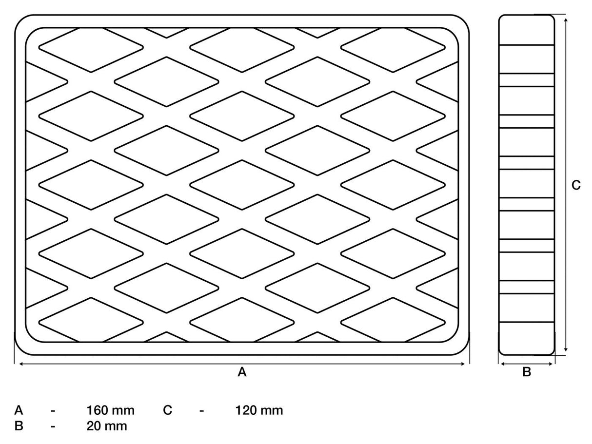 RUBBER PAD | FOR AUTO LIFTS | 160 X 120 X 20 MM (7036)