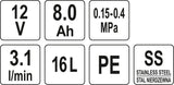 Akumuliatorinis kuprinis purkštuvas | 8 Ah | 12V | 16 l (89610)