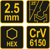 L tipo atsuktuvas HEX su rankena | šarnyrinis | 2.5 mm (56621)