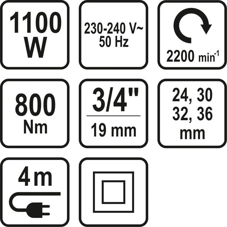 Электрический ударный гайковёрт с набором | 20 mm (3/4") | 800Nm/1100W